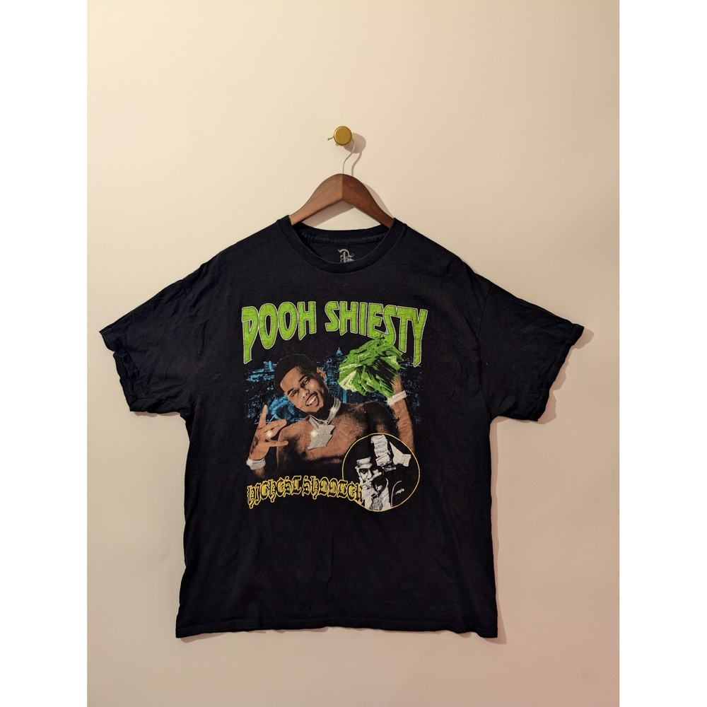 Pooh Shiesty Graphic T-Shirt Mens Large Black Good Biggest Shooter Rap Tee